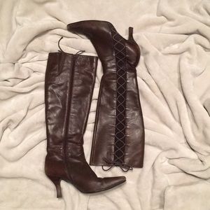Brown leather boots
